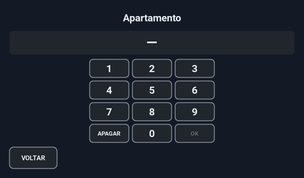 Teclado numérico para digitar o apartamento