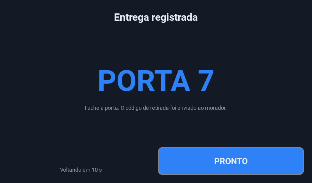 Confirmação de entrega registrada com o número da porta