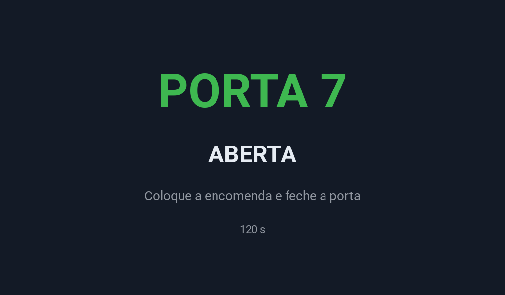 Aviso de porta aberta com o número da porta em verde